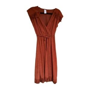 Vintage Burnt Orange Fringe dress Size XS Festival  Western Boho Hippie